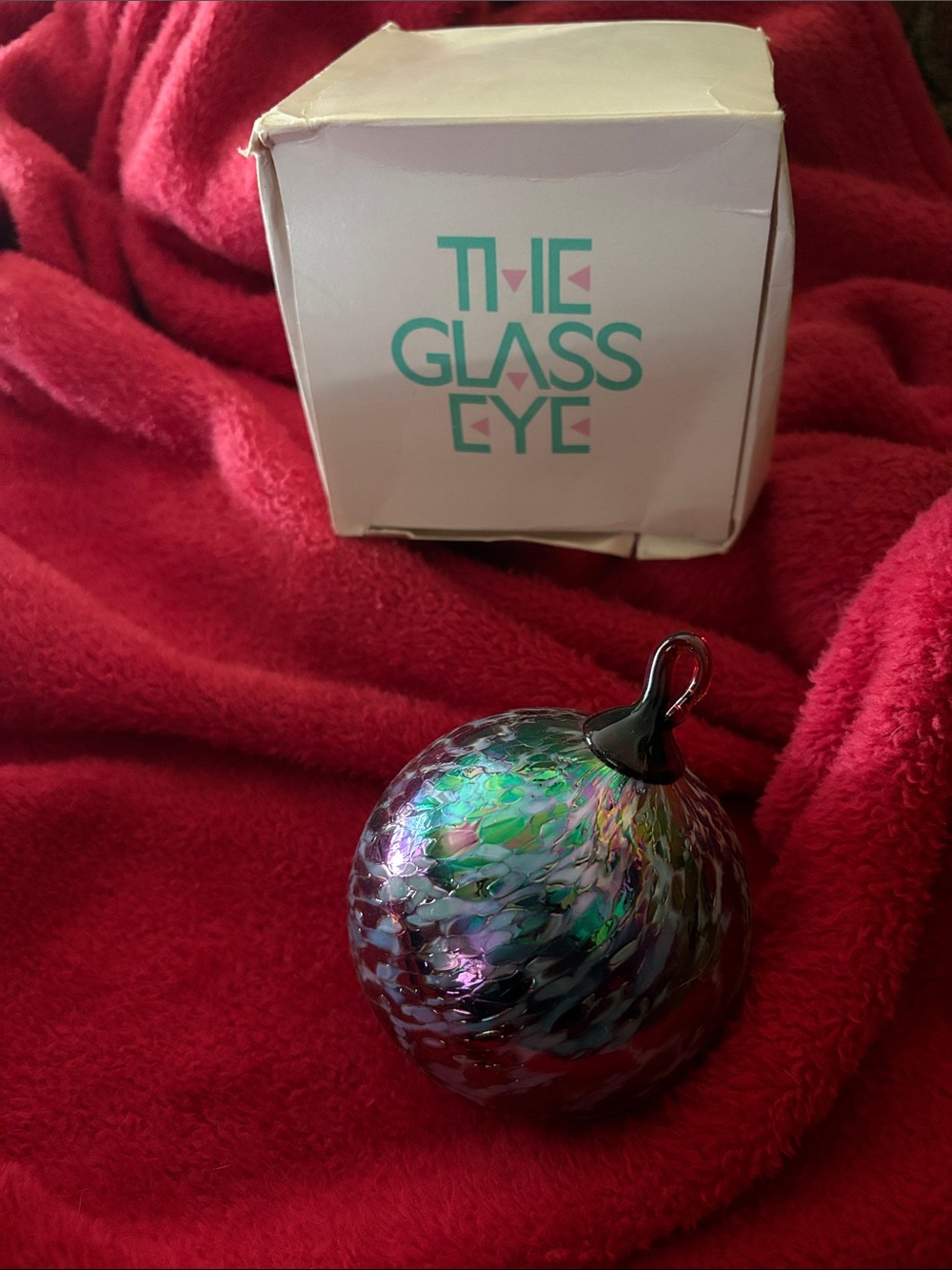 Multicolor Art Glass Ornament - Iridescent Green & Purple